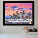 Exchange Place Jersey City New Skyline City Art Watercolor Framed Art Prints Wall Art Decor,Framed Picture