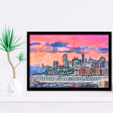 Exchange Place Jersey City New Skyline City Art Watercolor Framed Art Prints Wall Art Decor,Framed Picture