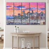 Exchange Place Jersey City New Skyline 5 Pieces Extra Large Canvas Prints Wall Art Home Decor
