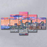 Exchange Place Jersey City New Skyline 5 Pieces Mixed Canvas Prints Wall Art Home Decor