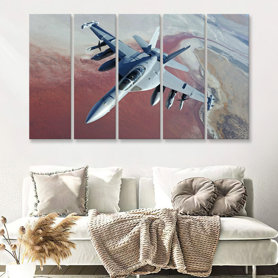 Expensive Military Plane 5 Piece B Canvas Prints Wall Art Decor - Painting Canvas, Multi Panels