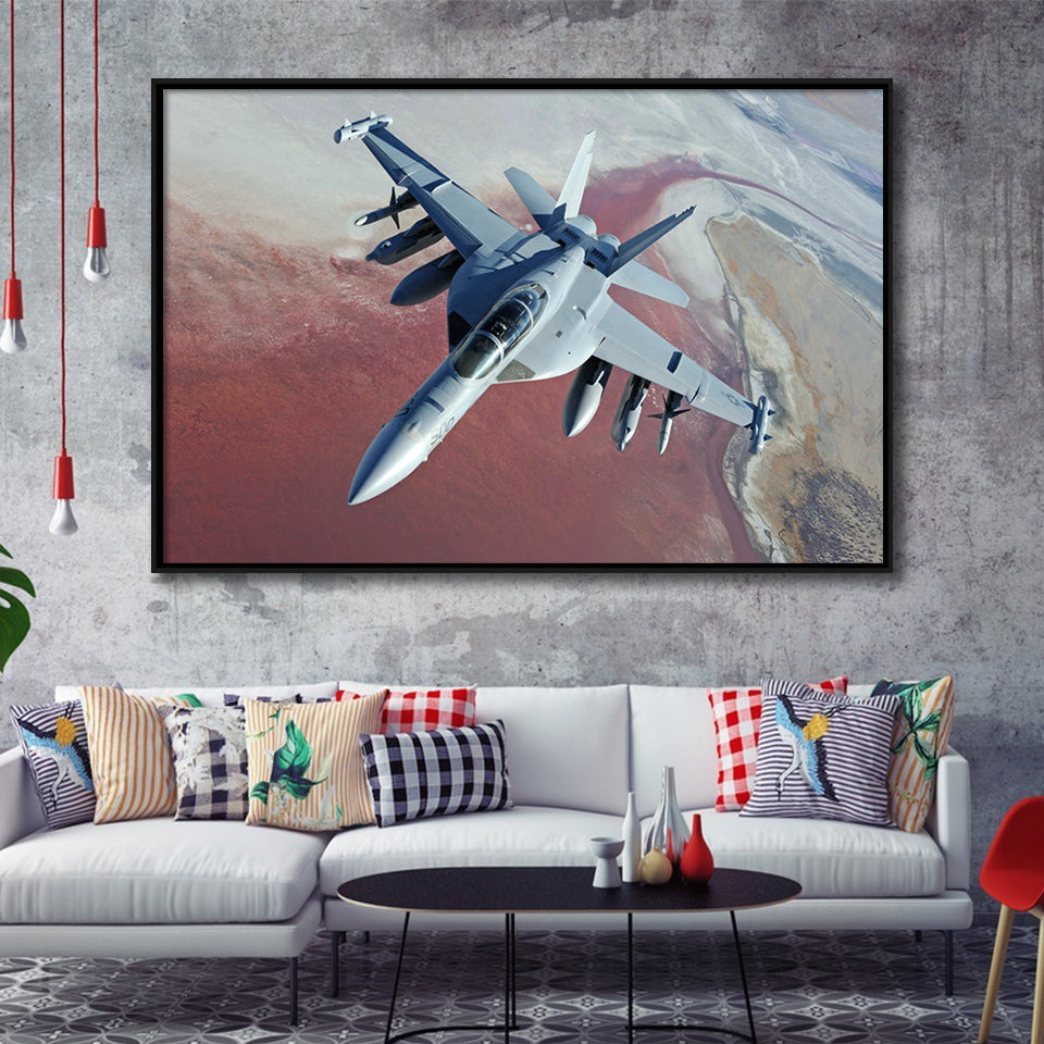 Expensive Military Plane Framed Canvas Prints Wall Art Decor - Painting Canvas, Black Framed Picture