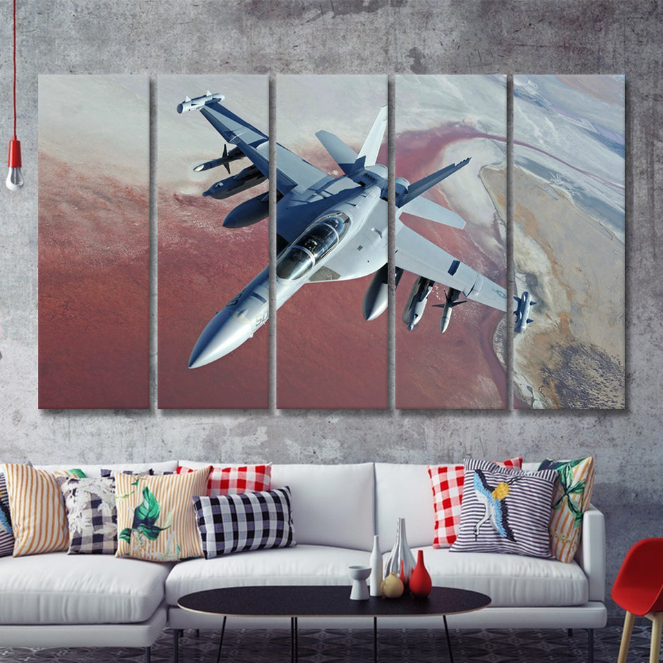Expensive Military Plane 5 Piece B Canvas Prints Wall Art Decor - Painting Canvas, Multi Panels