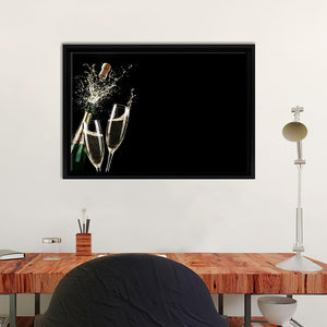 Explosive Champagne Wine Glasses Framed Canvas Wall Art - Framed Prints, Canvas Prints, Prints for Sale, Canvas Painting