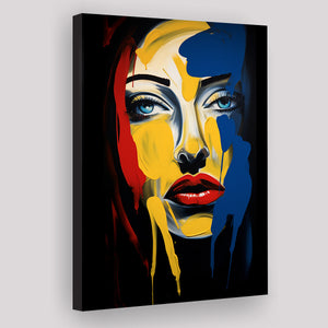 Expressionist Woman Face Mixed Colorful, Painting Art, Canvas Prints Wall Art Home Decor