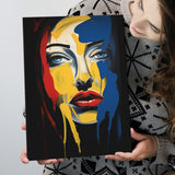 Expressionist Woman Face Mixed Colorful, Painting Art, Canvas Prints Wall Art Home Decor