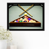 Extra Large Billiards, Billiards Framed Canvas Prints Wall Art Decor, Black Floating Frame