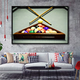 Extra Large Billiards, Billiards Framed Canvas Prints Wall Art Decor, Black Floating Frame
