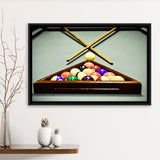 Extra Large Billiards, Billiards Framed Canvas Prints Wall Art Decor, Black Floating Frame