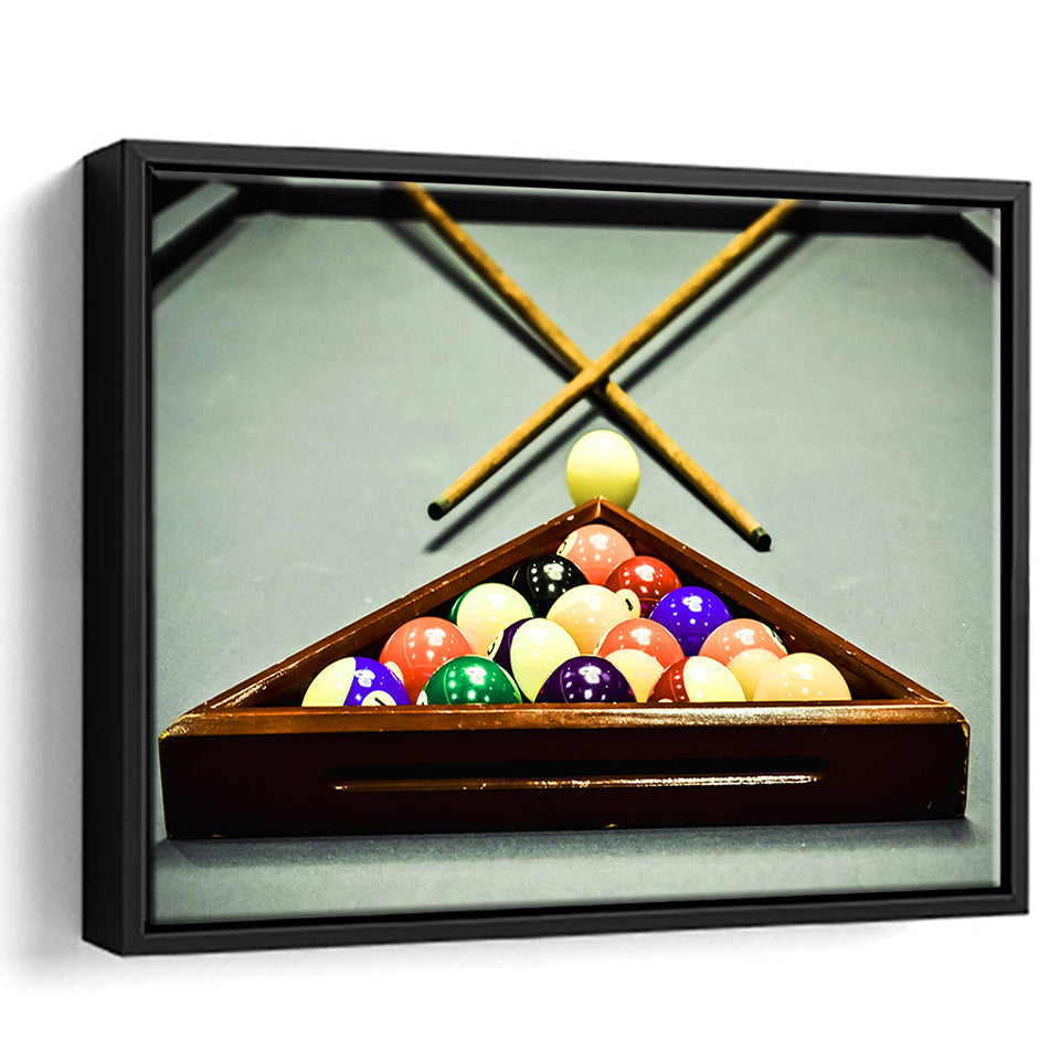 Extra Large Billiards, Billiards Framed Canvas Prints Wall Art Decor, Black Floating Frame
