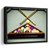 Extra Large Billiards, Billiards Framed Canvas Prints Wall Art Decor, Black Floating Frame