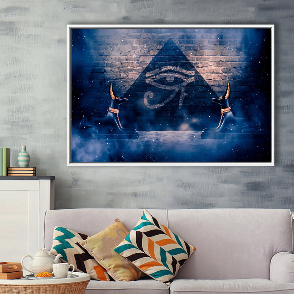 Eye Of Horus, Ancient Egypt Art Framed Canvas Prints Wall Art, Floating Frame, Large Canvas Home Decor