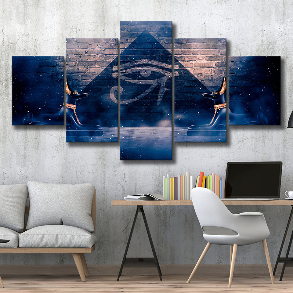 Eye Of Horus, Ancient Egypt Art, 5 Panel Canvas Prints Wall Art,Mixed Canvas, Large Canvas