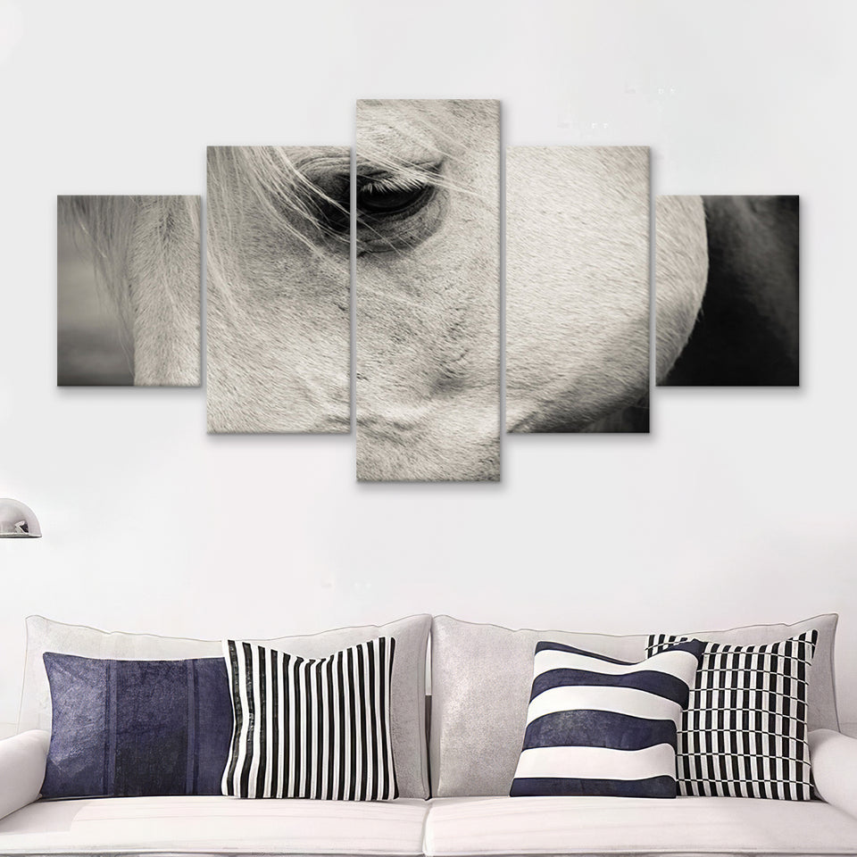 Eye White Horse 5 Piece Canvas Prints Wall Art Decor - Painting Canvas, Multi Panels