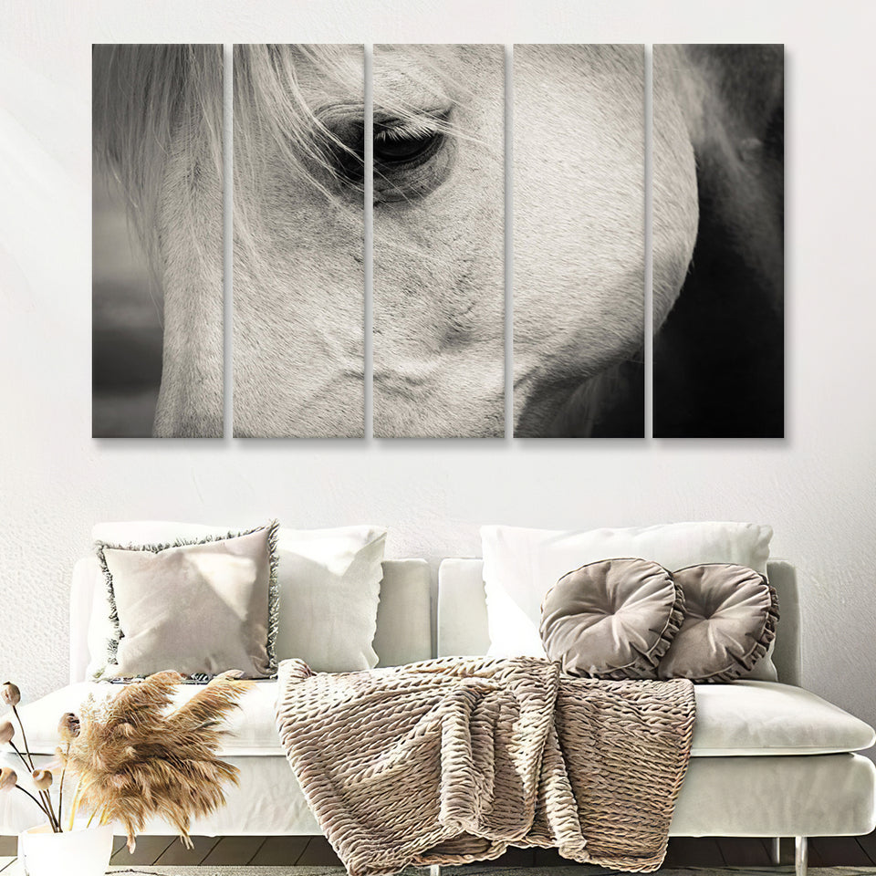 Eye White Horse 5 Piece B Canvas Prints Wall Art Decor - Painting Canvas, Multi Panels