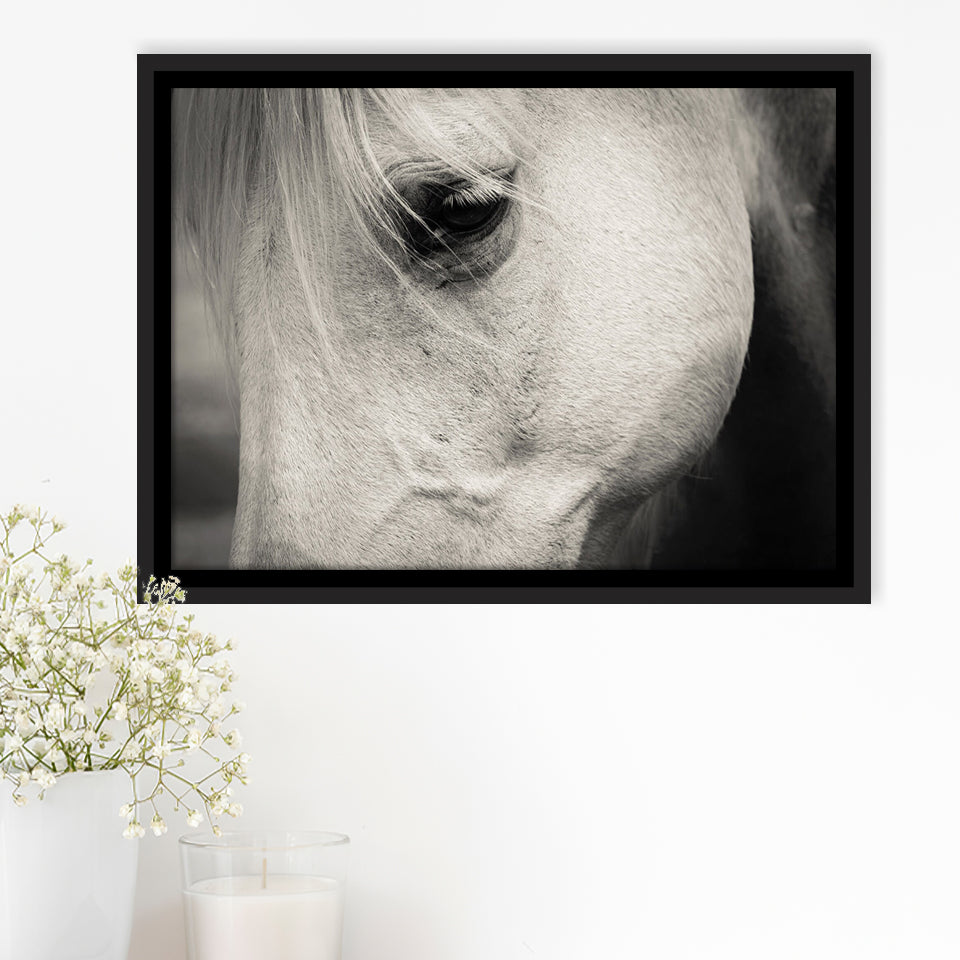 Eye White Horse Framed Canvas Prints Wall Art Decor - Paiting Canvas, Art Prints, Floating Frame
