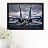 F 14 Tomcat Fighter Jet Wall Print United States Navy Framed Canvas Prints Wall Art Decor - Painting Canvas, Black Framed Picture