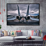 F 14 Tomcat Fighter Jet Wall Print United States Navy Framed Canvas Prints Wall Art Decor - Painting Canvas, Black Framed Picture