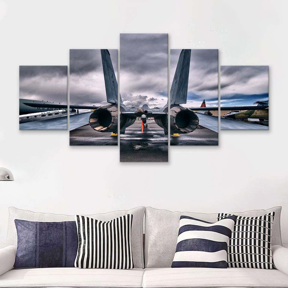 F 14 Tomcat Fighter Jet Wall Print United States Navy 5 Piece Canvas Prints Wall Art Decor - Painting Canvas, Multi Panels