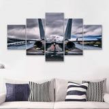 F 14 Tomcat Fighter Jet Wall Print United States Navy 5 Piece Canvas Prints Wall Art Decor - Painting Canvas, Multi Panels