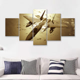 F 15 Eagle Plane Canvas Fighter Squadron Aircraft 5 Piece Canvas Prints Wall Art Decor - Painting Canvas, Multi Panels