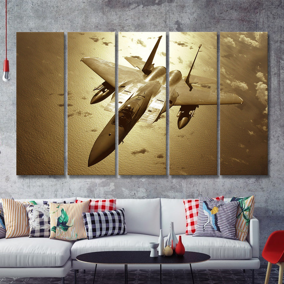 F 15 Eagle Plane Canvas Fighter Squadron Aircraft 5 Piece B Canvas Prints Wall Art Decor - Painting Canvas, Multi Panels