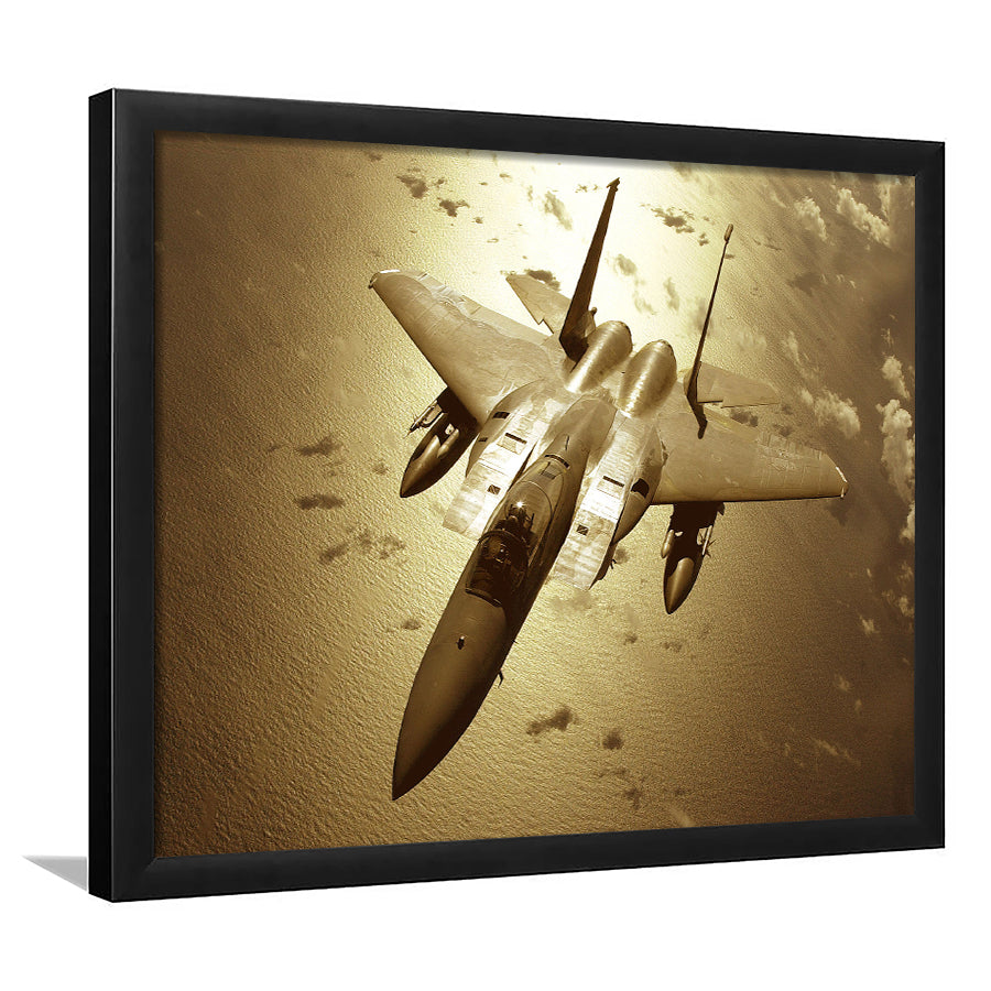F 15 Eagle Plane Canvas Fighter Squadron Aircraft Framed Art Prints Wall Decor - Painting Art, Framed Picture, Ready to Hang