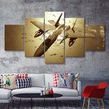 F 15 Eagle Plane Canvas Fighter Squadron Aircraft 5 Piece Canvas Prints Wall Art Decor - Painting Canvas, Multi Panels
