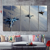 F 15S And An F 16 Image Aircraft Lovers Group 5 Piece B Canvas Prints Wall Art Decor - Painting Canvas, Multi Panels