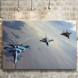 F 15S And An F 16 Image Aircraft Lovers Group Canvas Prints Wall Art Decor - Painting Canvas, Art Prints, Ready to Hang