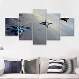 F 15S And An F 16 Image Aircraft Lovers Group 5 Piece Canvas Prints Wall Art Decor - Painting Canvas, Multi Panels