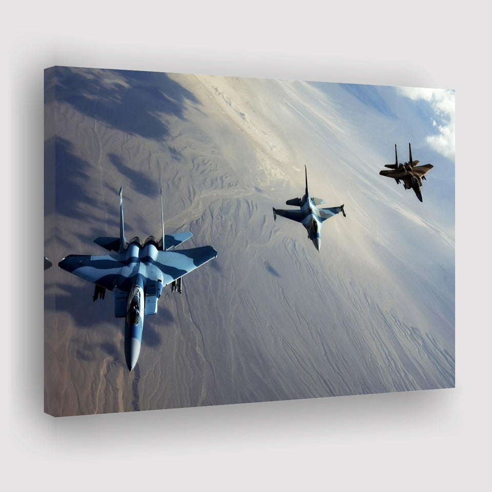 F 15S And An F 16 Image Aircraft Lovers Group Canvas Prints Wall Art Decor - Painting Canvas, Art Prints, Ready to Hang