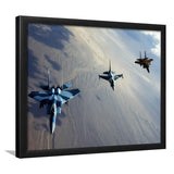 F 15S And An F 16 Image Aircraft Lovers Group Framed Art Prints Wall Decor - Painting Art, Framed Picture, Ready to Hang