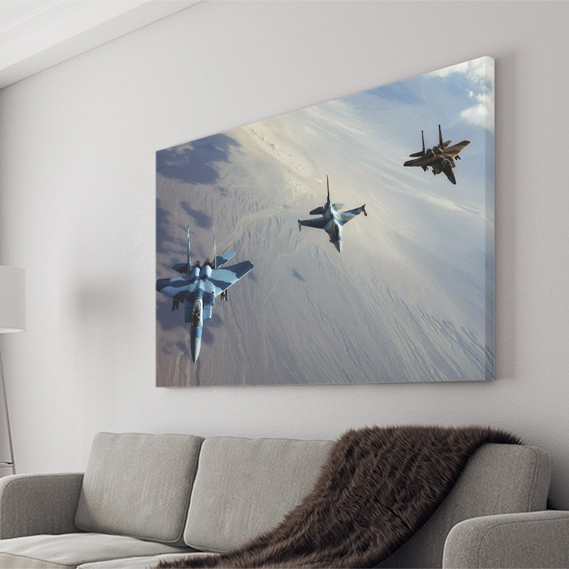 F 15S And An F 16 Image Aircraft Lovers Group Canvas Prints Wall Art Decor - Painting Canvas, Art Prints, Ready to Hang