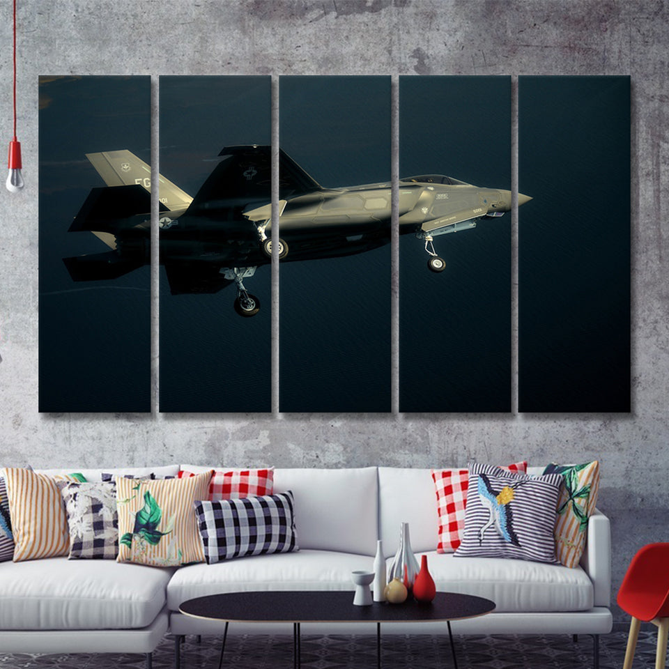 F 35A From The 33Rd Fighter Wing At Eglin Air Force Base 5 Piece B Canvas Prints Wall Art Decor - Painting Canvas, Multi Panels