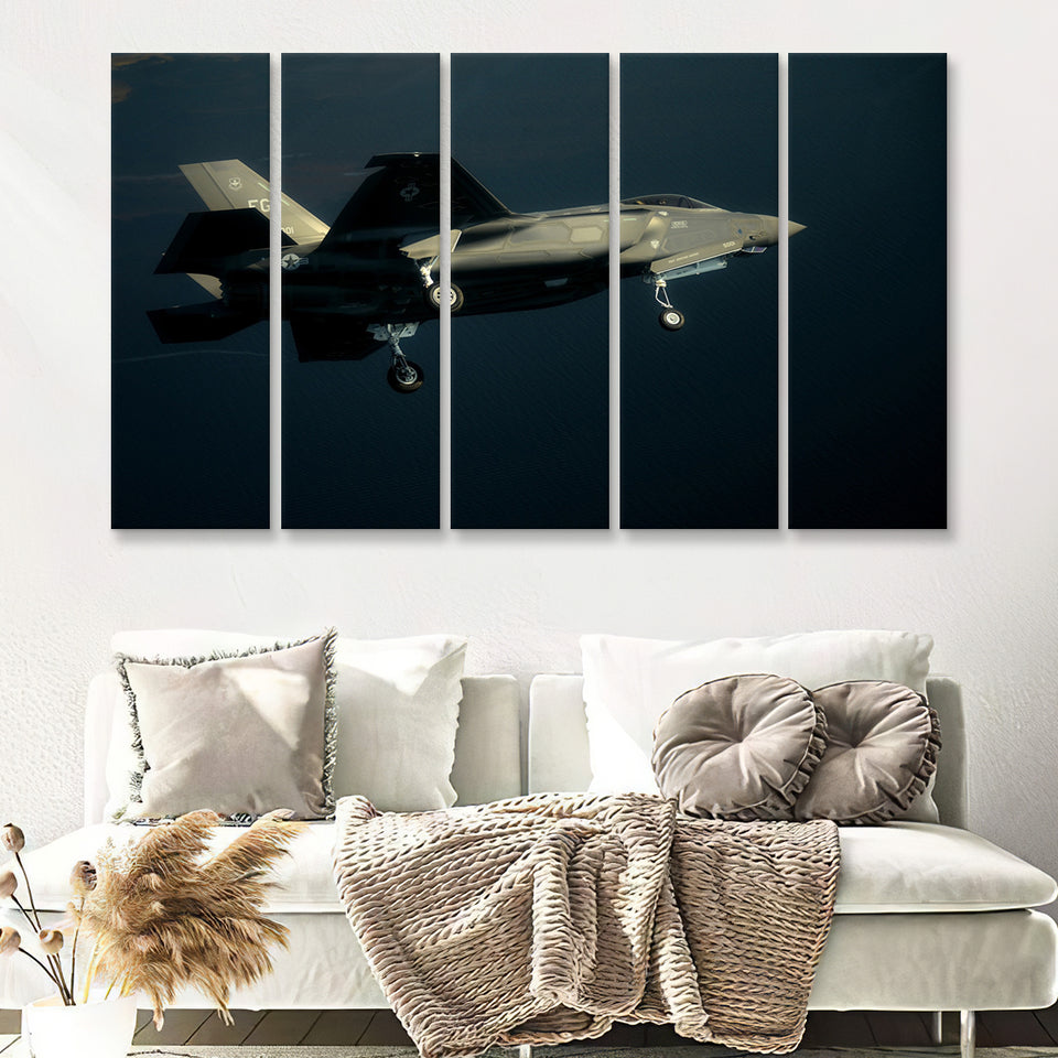 F 35A From The 33Rd Fighter Wing At Eglin Air Force Base 5 Piece B Canvas Prints Wall Art Decor - Painting Canvas, Multi Panels