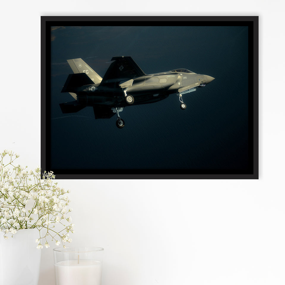 F 35A From The 33Rd Fighter Wing At Eglin Air Force Base Framed Canvas Prints Wall Art Decor - Painting Canvas, Black Framed Picture