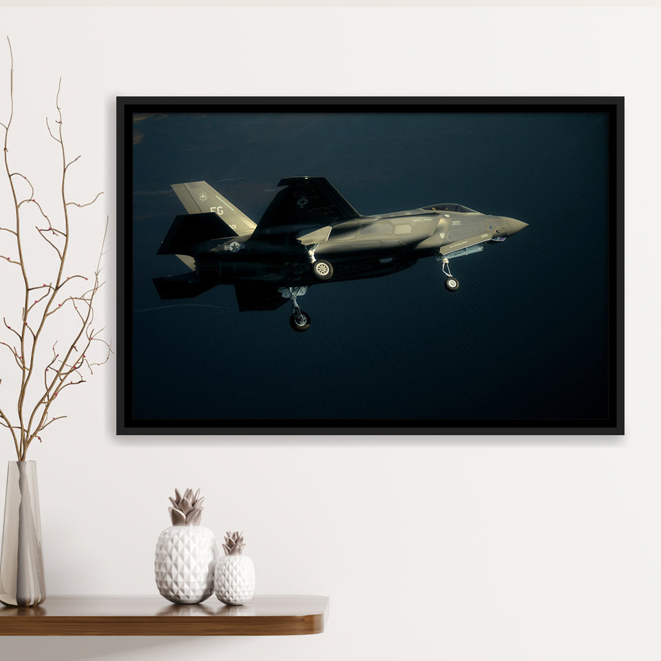 F 35A From The 33Rd Fighter Wing At Eglin Air Force Base Framed Canvas Prints Wall Art Decor - Painting Canvas, Black Framed Picture