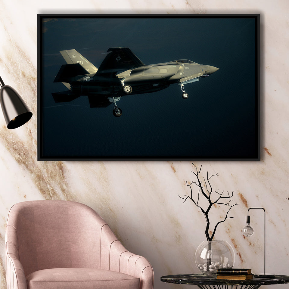 F 35A From The 33Rd Fighter Wing At Eglin Air Force Base Framed Canvas Prints Wall Art Decor - Painting Canvas, Black Framed Picture