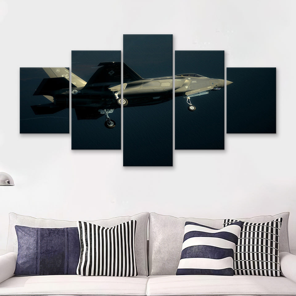 F 35A From The 33Rd Fighter Wing At Eglin Air Force Base 5 Piece Canvas Prints Wall Art Decor - Painting Canvas, Multi Panels