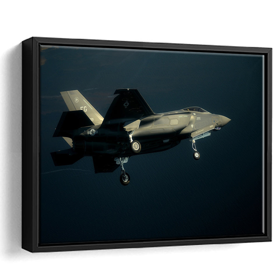F 35A From The 33Rd Fighter Wing At Eglin Air Force Base Framed Canvas Prints Wall Art Decor - Painting Canvas, Black Framed Picture