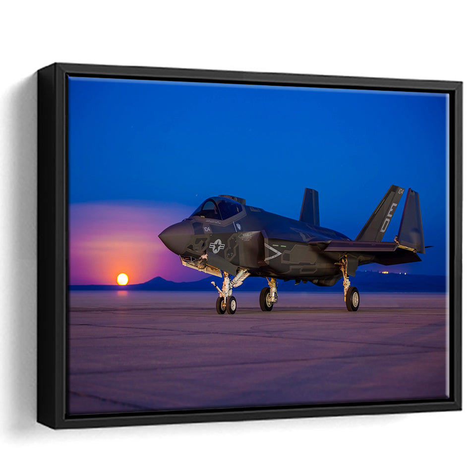 F 35 Id Lightning Military Aircraft Canvas Framed Canvas Prints Wall Art Decor - Painting Canvas, Black Framed Picture