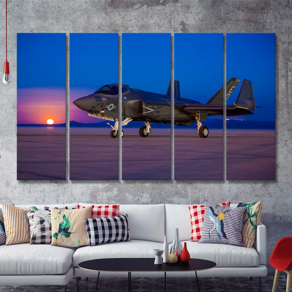 F 35 Id Lightning Military Aircraft Canvas 5 Piece B Canvas Prints Wall Art Decor - Painting Canvas, Multi Panels