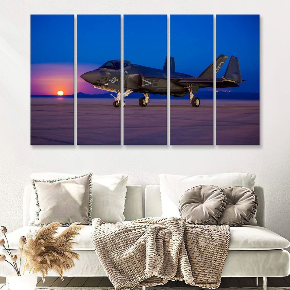 F 35 Id Lightning Military Aircraft Canvas 5 Piece B Canvas Prints Wall Art Decor - Painting Canvas, Multi Panels