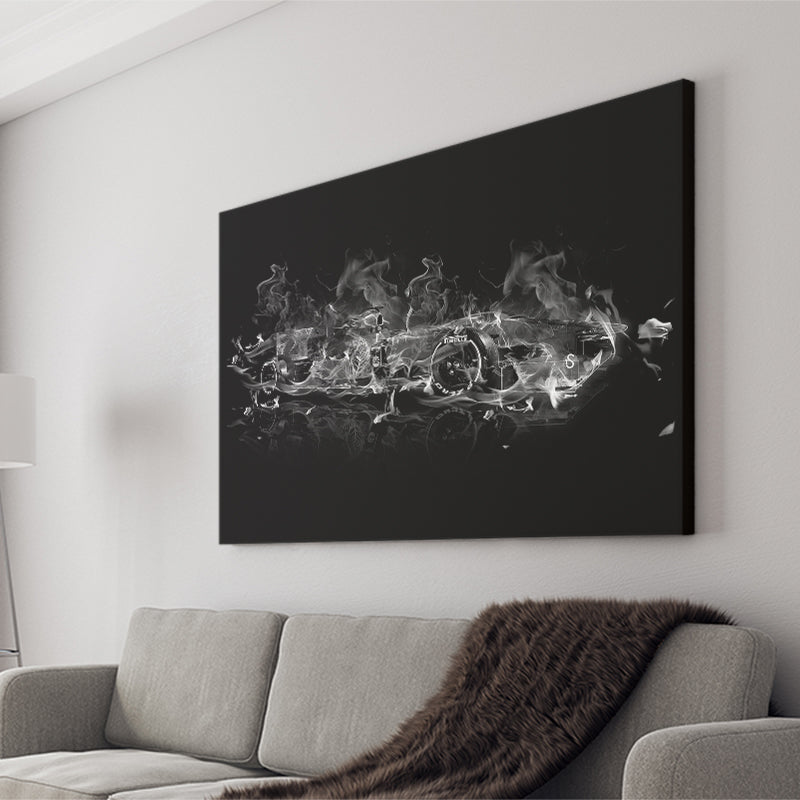F1 Formula Black And White Abstract Canvas Prints Wall Art - Painting Canvas, Home Wall Decor, For Sale, Painting Prints