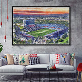 FAU Stadium Florida Atlantic Stadium Watercolor, Sport Art Prints Fan Gift, Framed Canvas Prints Wall Art Decor