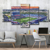 FAU Stadium Florida Atlantic Stadium Watercolor, 5 Pieces, Multi Panel Canvas Prints Wall Art Decor