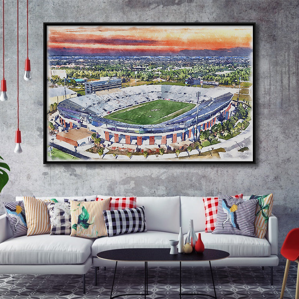 FBC Mortgage Stadium Central Florida Stadium Art Watercolor, Sport Art Prints Fan Gift, Framed Canvas Prints Wall Art Decor