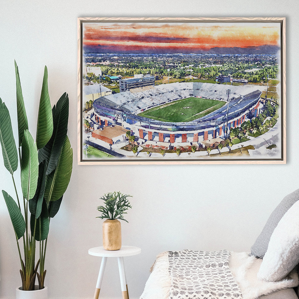 FBC Mortgage Stadium Central Florida Stadium Art Watercolor, Sport Art Prints Fan Gift, Framed Canvas Prints Wall Art Decor