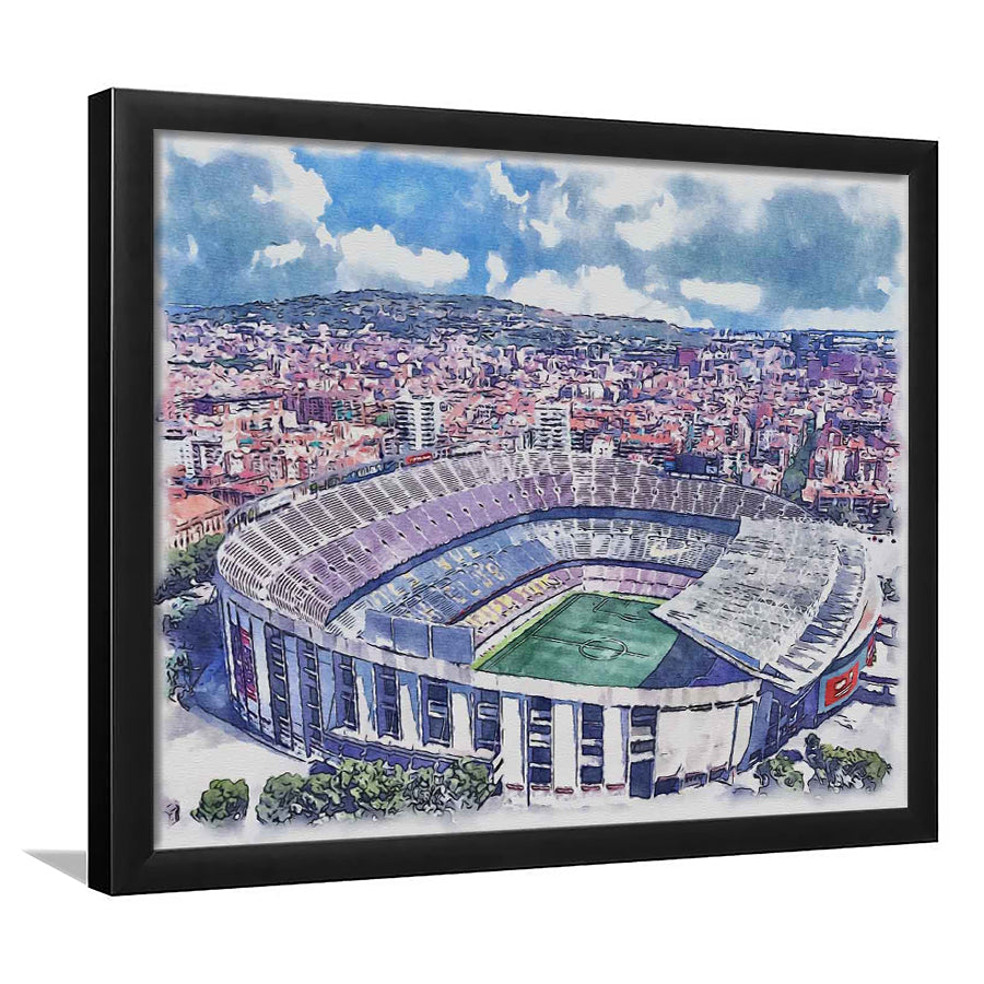 FC Barcelona Camp Nou Watercolor, Sport Prints Fan Gift, Framed Art Prints Wall Art Decor